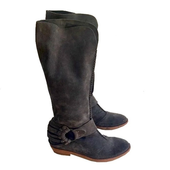 🆕 $545 BARNEY’S New York CO-OP Suede Gray Tall Boots Size 6.5 EU 36.5 - Picture 1 of 10
